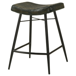 English Elm Ridgeway Channel Tufted Leather Backless Counter Stools Set of 2 for Kitchen Island Espresso B062P440315