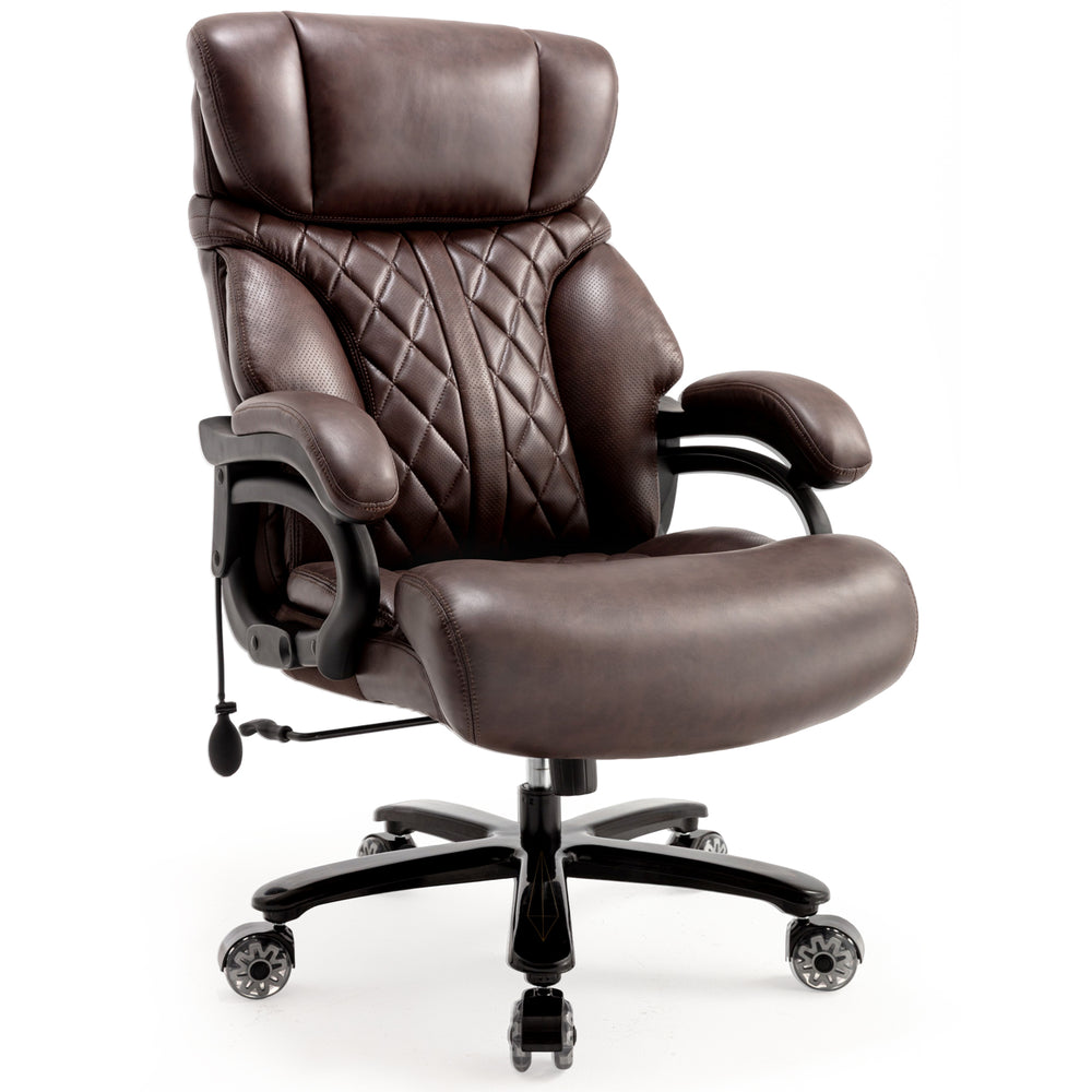 English Elm 500lbs Heavy Duty Executive Chair Wide Spring Seat Ergonomic High Back Home Office Brown W5201P418242