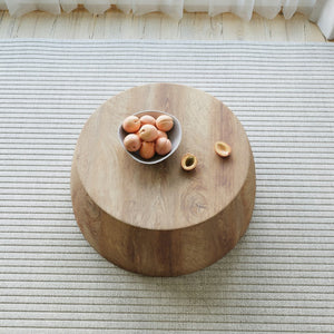 English Elm 31.5" Round Drum Coffee Table Mdf Wood Grain Modern Industrial Living Room Accent W3732P495748