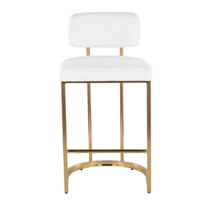 English Elm Fixed-height Barstools Powder Coated Steel Frame Brown Upholstered Seat Set of Two B202P471215