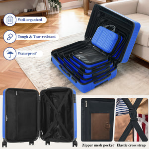 English Elm 6-piece Hardshell Abs Luggage Set with Spinner Wheels Tsa Lock Scratch Resistant Shell N730P354689D