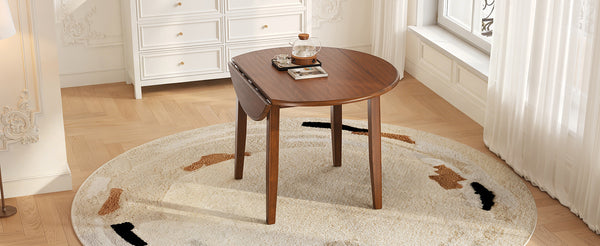 English Elm Extendable Round Dining Table Folding Mdf Top Rubberwood Legs Small Space Apartment Brown N752P405933D