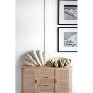 English Elm 25.3x16.5x8.5" Oversized Clam Shell Sculpture Glossy Coastal Decor Display Piece W2078P491173