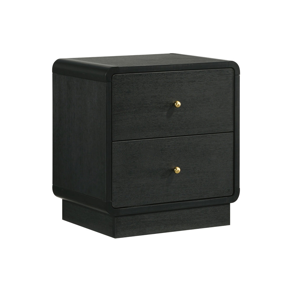English Elm 2-drawer Nightstand Melamine Veneer Brass Hardware Modern Bedroom Bedside Table B016P459888