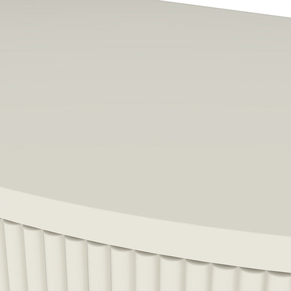 English Elm Artisan-crafted Demi-lune Console Sculptural Wave Drawers Vanilla Lacquer Hallway Accent Cream White W2557P329370
