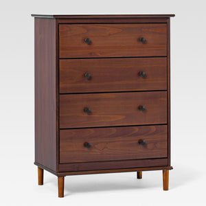 4-Drawer Solid Wood Dresser BR4DDRWT-T Walnut BR4DDRWT-T Walker Edison
