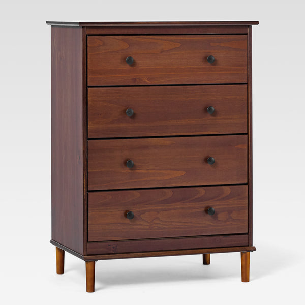 4-Drawer Solid Wood Dresser BR4DDRWT-T Walnut BR4DDRWT-T Walker Edison