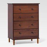 4-Drawer Solid Wood Dresser BR4DDRWT-T Walnut BR4DDRWT-T Walker Edison