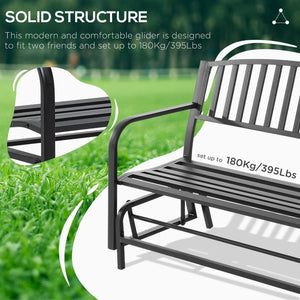 English Elm Outsunny Outdoor Glider Bench For Patio, Comfortable Loveseat With Armrests & Weather-Resistant Frame W2225P174338-GIGA