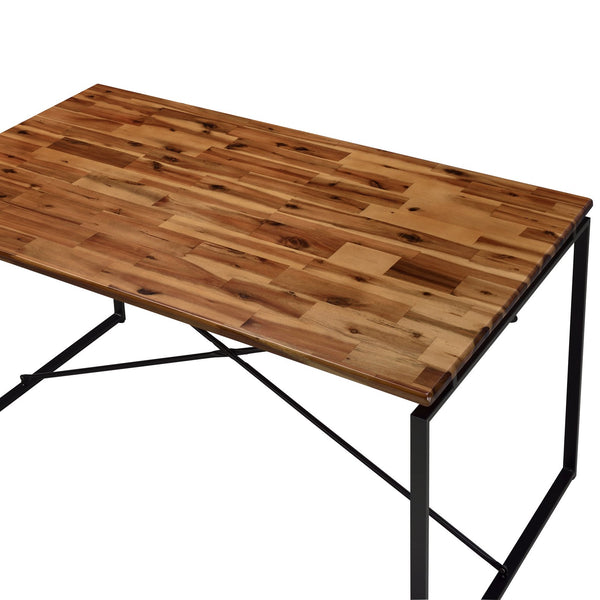 English Elm Oak Dining Table With Black Metal Sled Base - Stylish, Durable, And Perfect For Modern Spaces! B062P209311