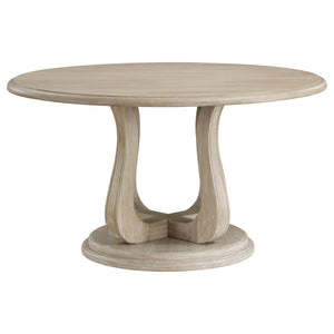 English Elm Verdugo Elegant Whitewashed Round Dining Table with Curvy Pedestal Base, Half-Convex Edge, Compact Chic B062P358470
