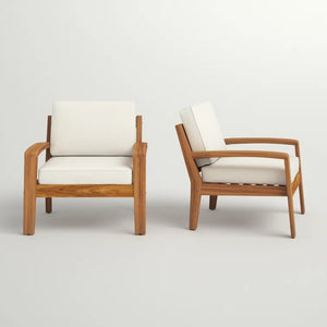 English Elm [set of 4] Grenada Solid Acacia Outdoor Club Chairs Slat Panel Patio Lounge Seating Beige 57977.00FCUSH-BEISKIN