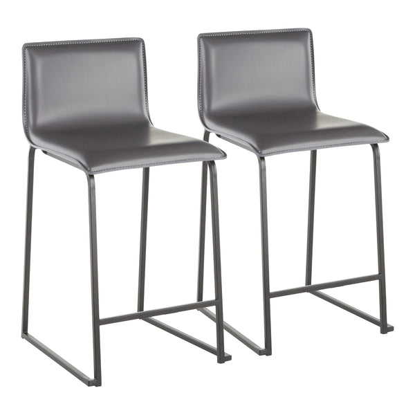 English Elm Mara 26" Modern Counter Stool Set Of 2 In Black Metal & Grey Faux Leather For Chic Spaces B202P222058