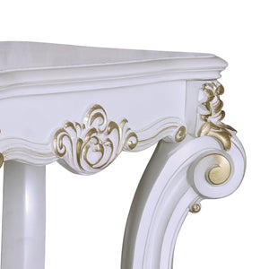 English Elm Antique Pearl End Table With Elegant Scroll Design And Storage Shelf For Vintage Living Spaces B062P209125