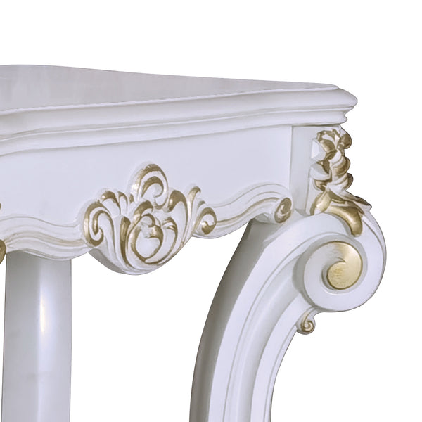 English Elm Antique Pearl End Table With Elegant Scroll Design And Storage Shelf For Vintage Living Spaces B062P209125
