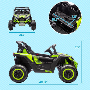 English Elm Aosom 12v Electric Kids Ride on Utv with Remote Control Suspension and Music System Green W2225P229516