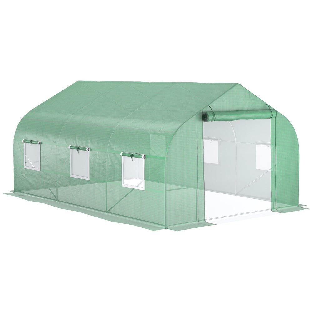 English Elm Outsunny Walk-in Tunnel Greenhouse Steel Frame Pe Cover Mesh Vents Garden Grow Shelter W2225P200412