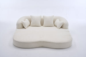 English Elm 2-in-1 Foldable Chenille Sleeper Sofa Compact Convertible Loveseat for Modern Living W2231P392100