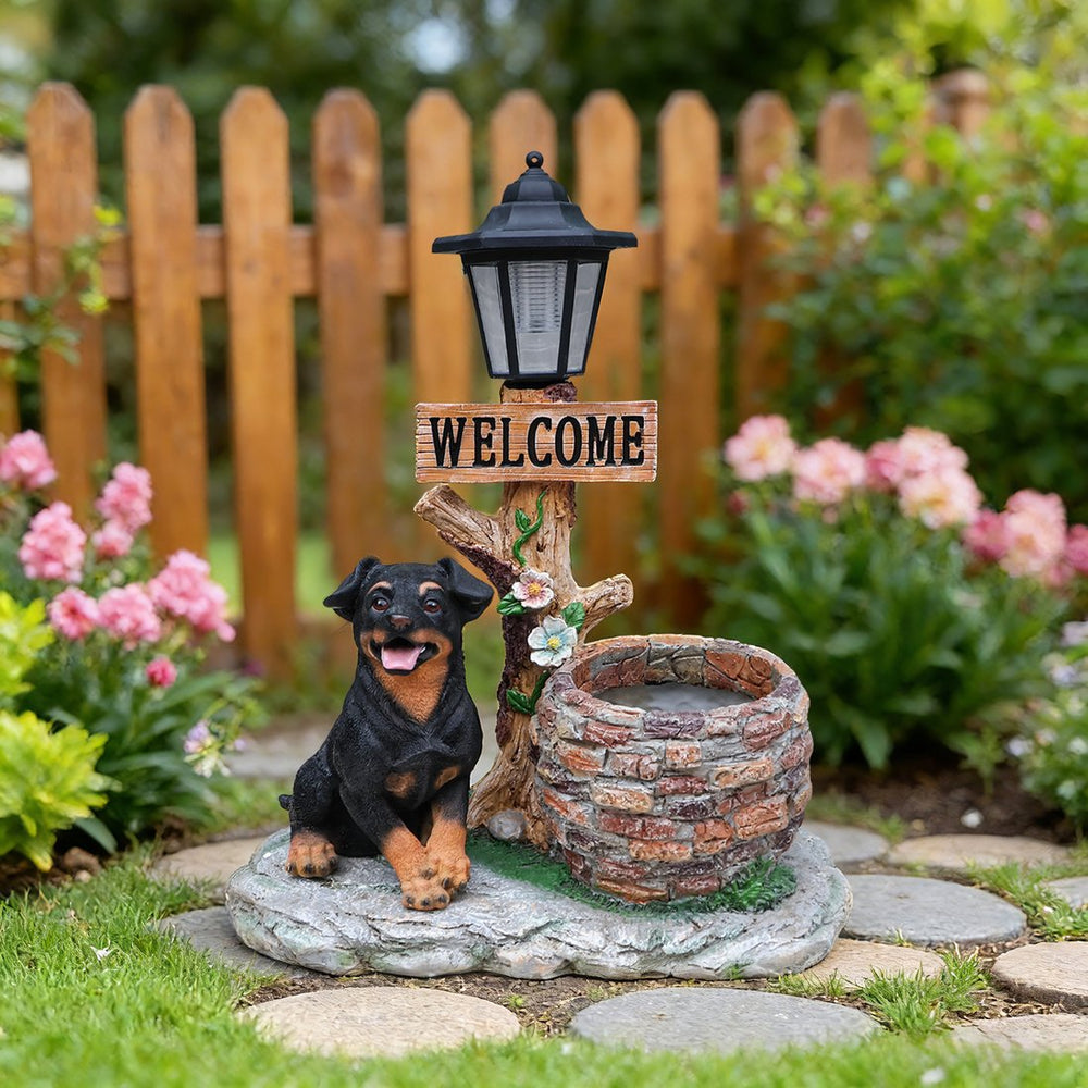 English Elm Labrador Solar Garden Statue with Led Glow and Built-in Succulent Planter Basin W5398P464239