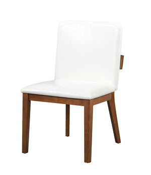 English Elm Modern Ergonomic PU Leather Dining Chairs Set of 2 with Reinforced Lumbar Support, Compact Style & Comfort White+Walnut N842P299016H