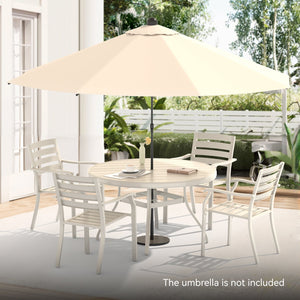 English Elm 5-Piece Outdoor Patio Dining Set – Stylish Round Metal Table & 4 Stackable Chairs For Gardens, Decks W213S00054