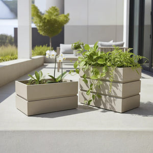 English Elm Rectanglar Terrace Tall Planter Aluminum Wood-tone Outdoor Patio Garden Pot Ash Brown B2755P462209