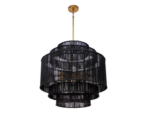 Sunpan Alyssa Chandelier - Handcrafted Artisan Lighting with Unique Design for Elegant Home Décor Appeal Antique Brass, Black Jute