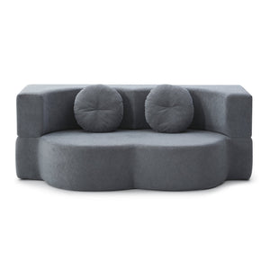 English Elm 2-in-1 Folding Sofa Bed with Plush Foam Support — Convertible Floor Couch to Queen Guest Sleeper Grey W1117P325078