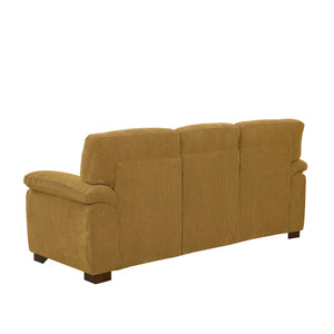 English Elm Vintage Tufted Leather Three Seat Sofa with Rolled Arms for Classic Living Rooms B343S00046