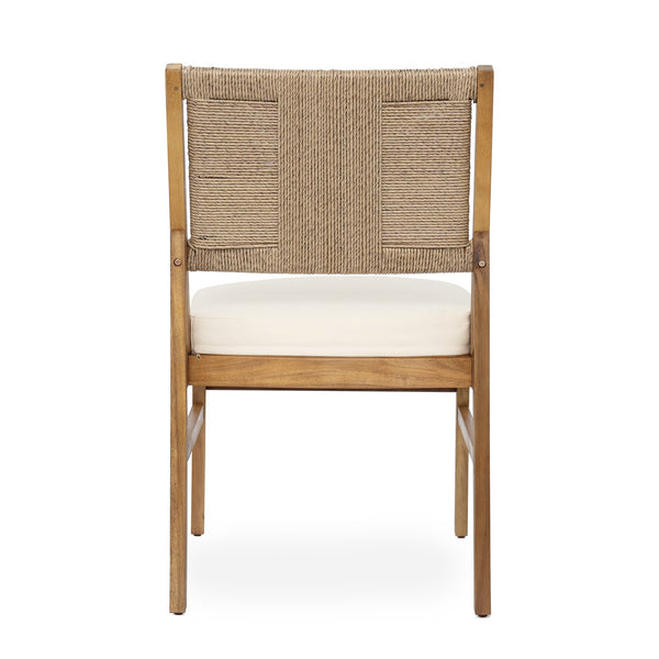 English Elm 7-piece Outdoor Dining Set Acacia Teak Finish Handwoven Wicker Chairs with Cushions N773OD00127B
