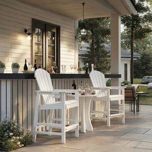 English Elm All-weather Hdpe Outdoor Bar Height Adirondack Chair with Armrests and Cup Holder White W3566P456544