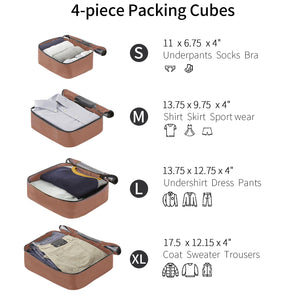 English Elm 4 Piece Abs Hard Shell Luggage Set with Spinner Wheels Tsa Lock and Packing Cubes Coffee PP313145AAZ