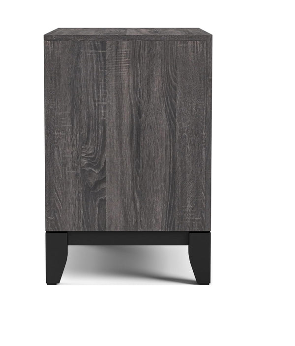 English Elm Contemporary Glam Nightstand Glossy White Lacquer Chrome Legs Dovetail Drawer Bedroom Gray B2741P435308