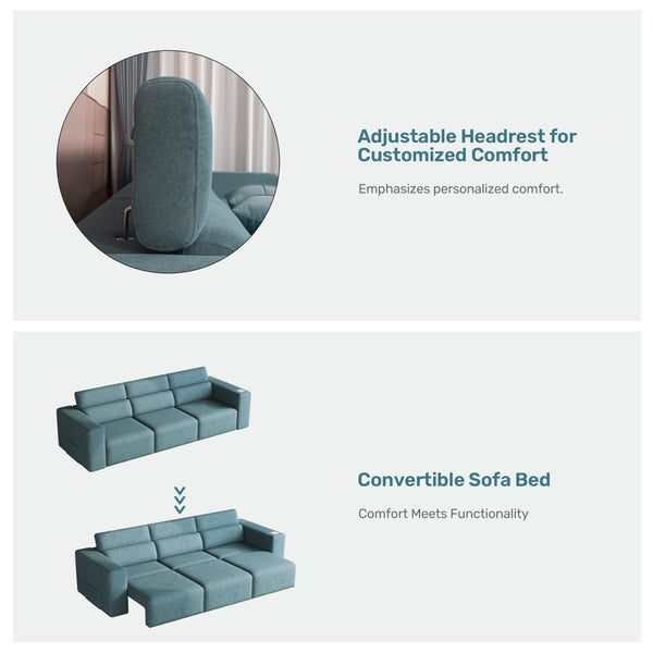 English Elm Power Reclining Sofa - Electric 3-Seat Couch With Bluetooth Speakers, Wireless Charging & Mood Lighting W3795S00004-GIGA