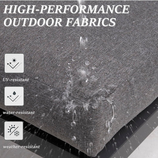 English Elm 52" Powder-coated Aluminum Outdoor Loveseat with Ergonomic Recline and Foam Cushions Black+Grey B082P455132