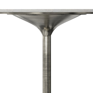 English Elm Osborne Round Marble Dining Table Genuine White Stone Top Iron Base Seats Four B136P439029