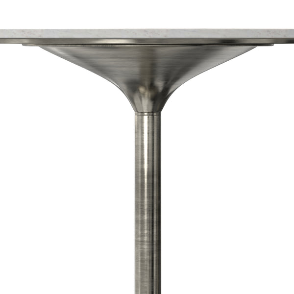 English Elm Osborne Round Marble Dining Table Genuine White Stone Top Iron Base Seats Four B136P439029