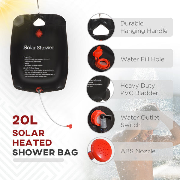 English Elm Outsunny Two Room Pop up Camping Shower Enclosure with Solar Bag and Waterproof Taffeta Walls W2225P200643