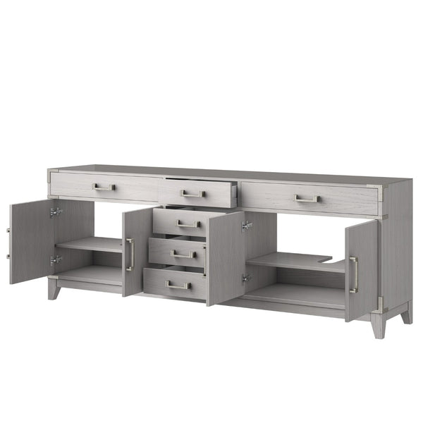 English Elm White Oak Double Bath Vanity - 84" W Solid Wood With Soft-Close Drawers & Ample Storage Space B2731P259982-GIGA