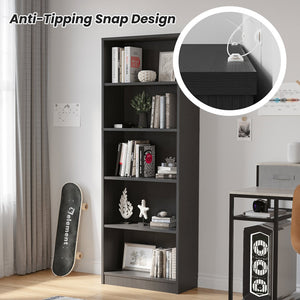 English Elm Bookcase Durable 3-Shelf Wood Freestanding Bookcase with Adjustable Shelves for Home Office Storage Grey T3623P381123