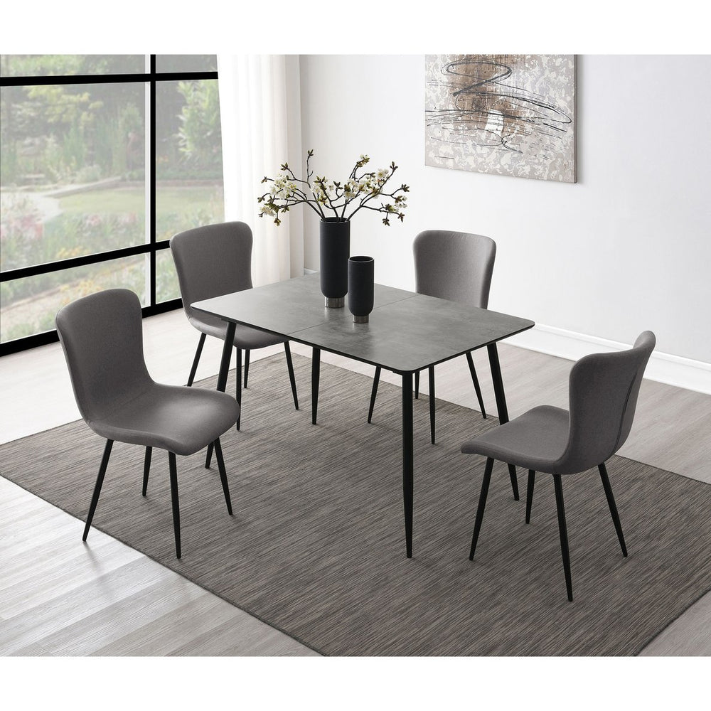 English Elm Grant Grey Extendable 5 Piece Dining Set with Upholstered Chairs and Metal Legs B062S01561