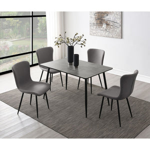 English Elm Grant Grey Extendable 5 Piece Dining Set with Upholstered Chairs and Metal Legs B062S01561