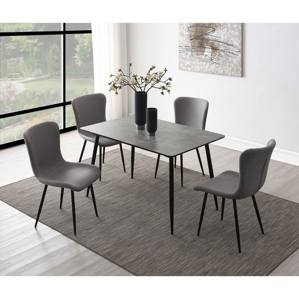 English Elm Grant Grey Extendable 5 Piece Dining Set with Upholstered Chairs and Metal Legs B062S01561