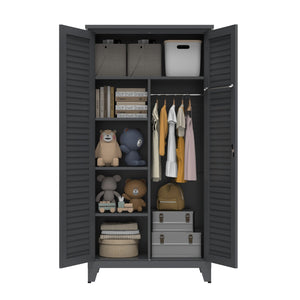 English Elm 73'' Premium Steel Tool Storage Cabinet Slate - Wall-Mountable 73" Vertical Organizer with Pegboard, Shelves, Rods W3387P351629