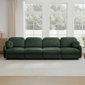 English Elm 137"chenille Cloud Sofa Deep Seat Four Seater with Quilted Cushions for Living Room Green W714S01771