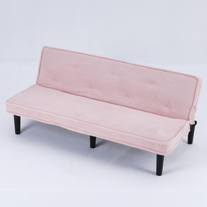 English Elm This 66-inch corduroy sofa bed with button-back design, sturdy wood frame, comfy sponge cushions, 500lb capacity Pink W3371P311451