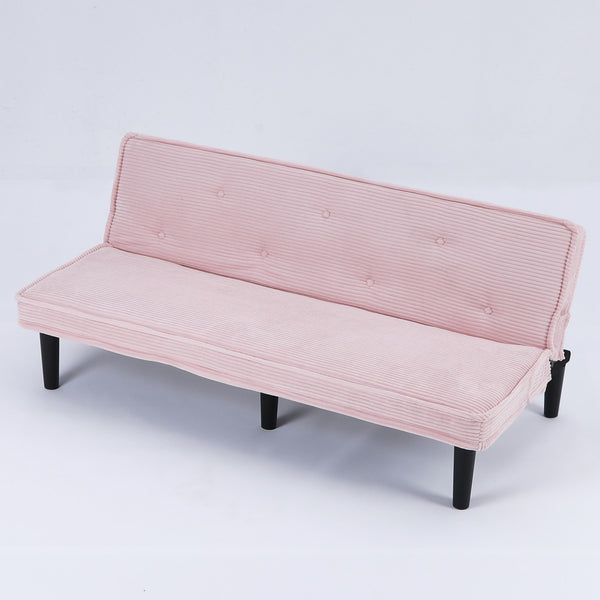 English Elm This 66-inch corduroy sofa bed with button-back design, sturdy wood frame, comfy sponge cushions, 500lb capacity Pink W3371P311451