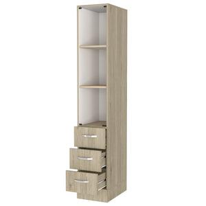 English Elm Preston Multicolor Linen Cabinet with Glass Door, 3 Shelves & 4 Drawers, Particle Board Storage End B128S00074