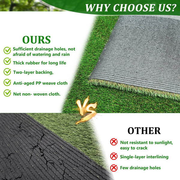 English Elm 5ftx8ft Artificial Grass Outdoor Runner Rug Dense Pe Turf Patio Pet Drain Mat W1790P185861