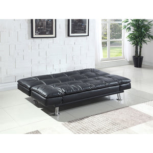 English Elm Larkin Black Leatherette Sofa Bed with Chrome Legs, Geometric Stitching, Modern Convertible Comfort B062P357807